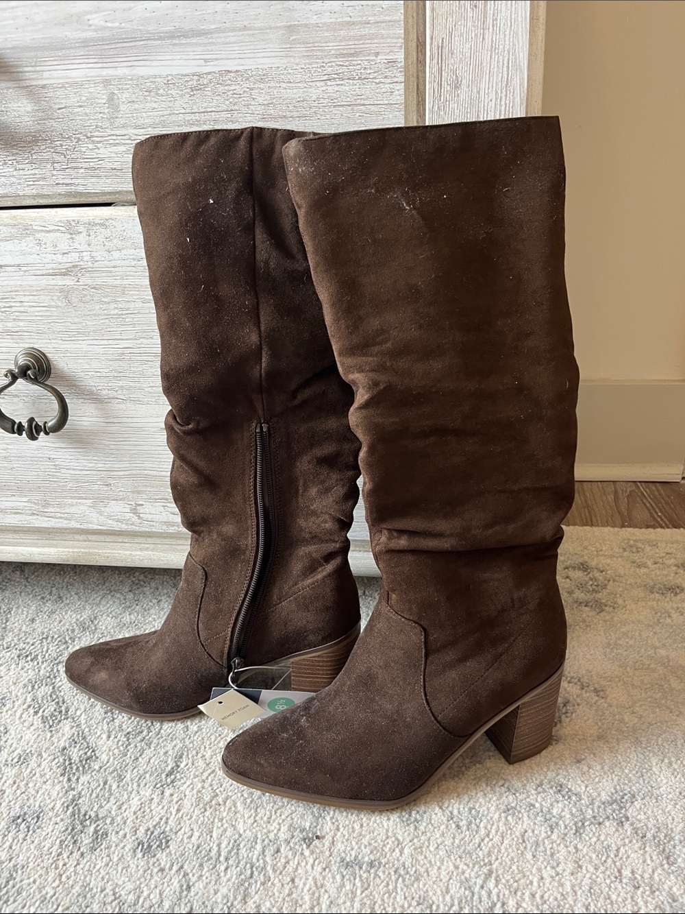 Universal Thread Brown Suede Slouch Knee-High Block Heel Boots